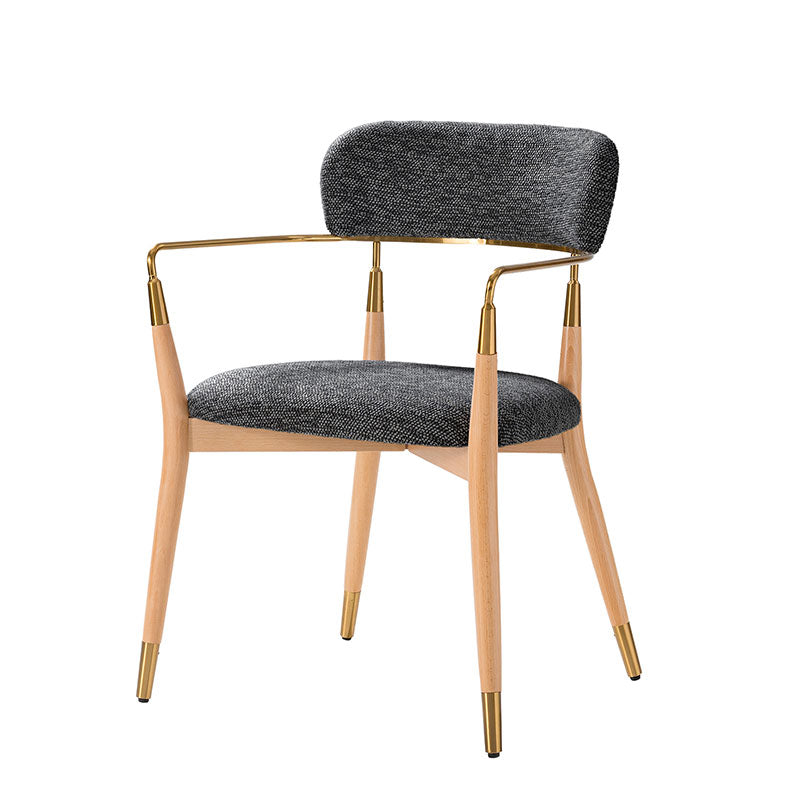 Sabina Modern Dining Chair with Wooden Legs & Metal Armrests ,Set of 2