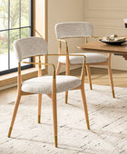 Sabina Modern Dining Chair with Wooden Legs & Metal Armrests ,Set of 2