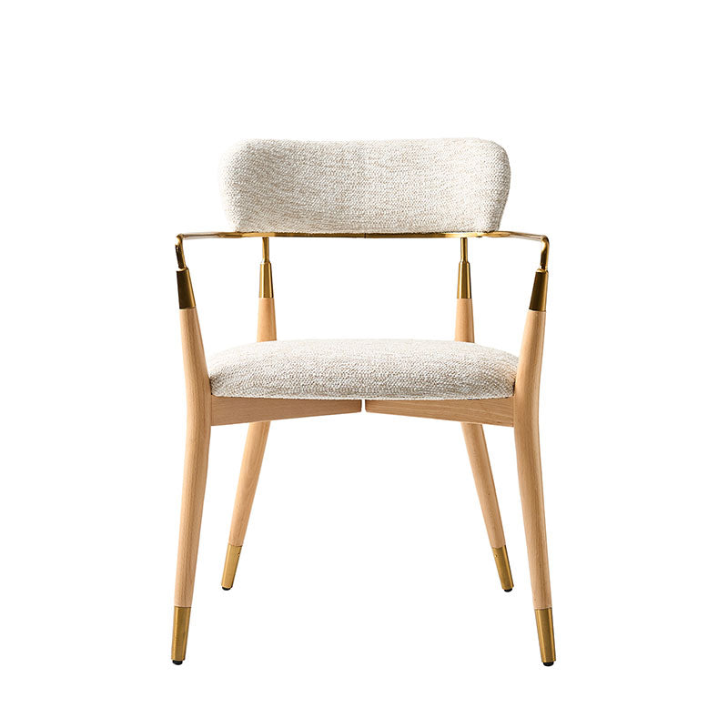 Sabina Modern Dining Chair with Wooden Legs & Metal Armrests ,Set of 2