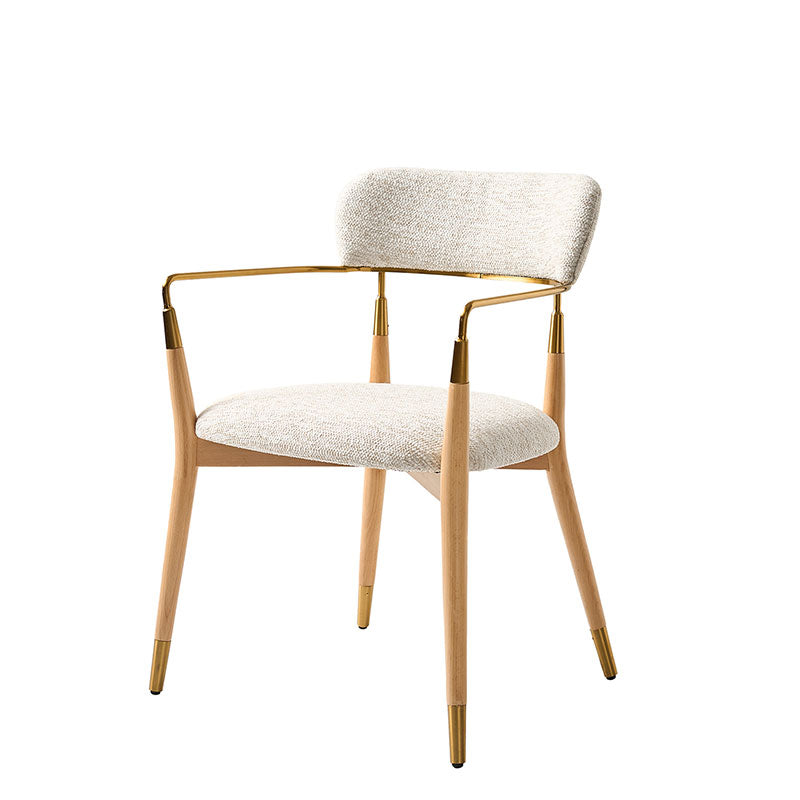 Sabina Modern Dining Chair with Wooden Legs & Metal Armrests ,Set of 2