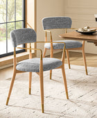 Sabina Modern Dining Chair with Wooden Legs & Metal Armrests ,Set of 2