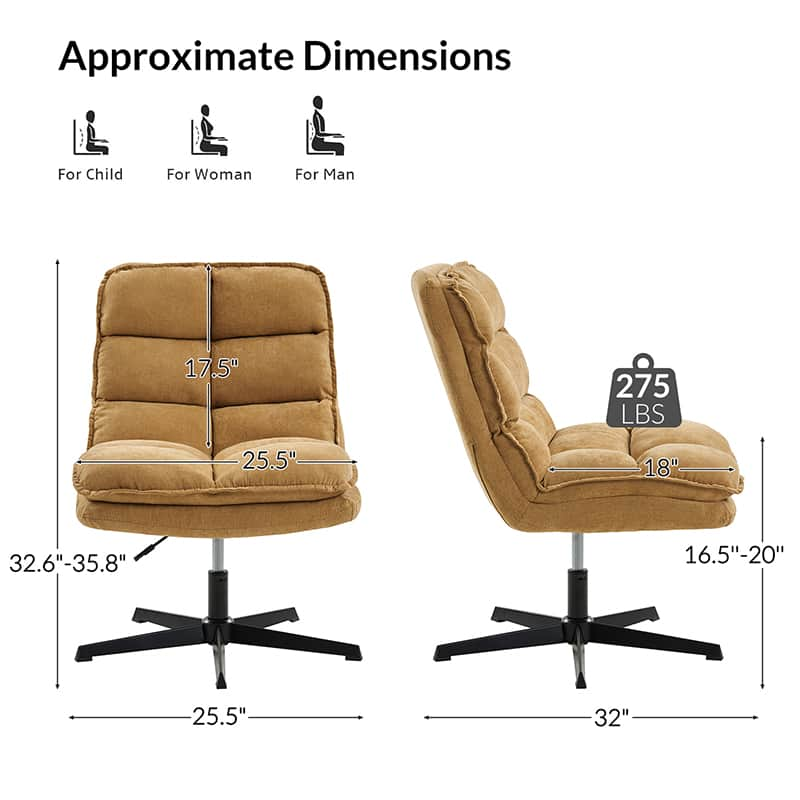 Simon Armless Office Chair with Thick cushion