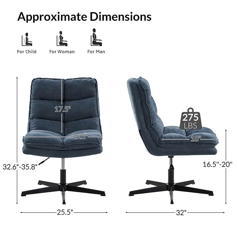 Simon Armless Office Chair with Thick cushion