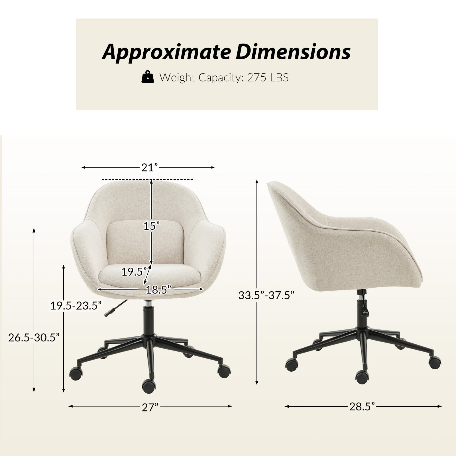 Margarita Modern Cozy Adjustable Height Office Chair