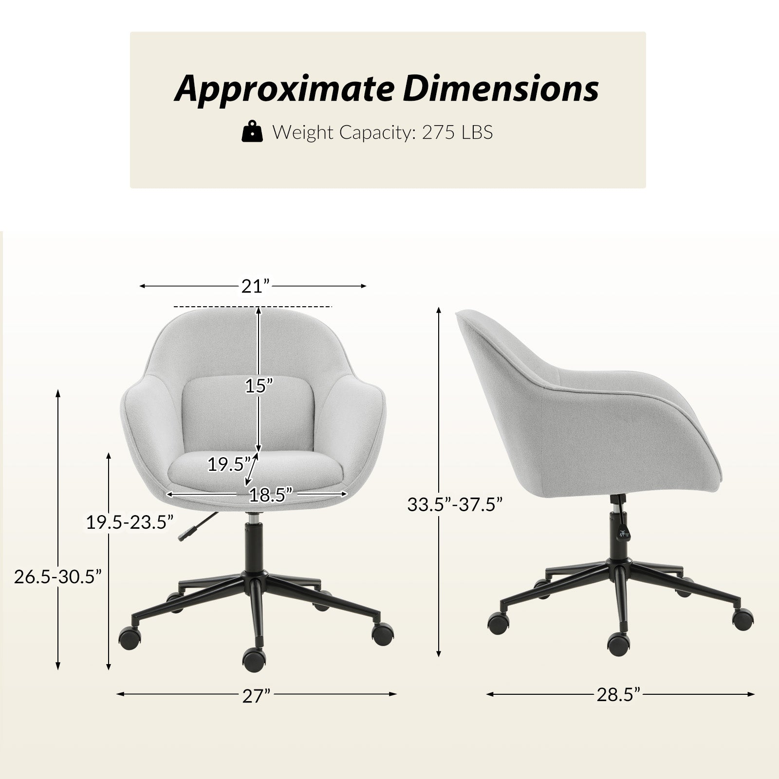 Margarita Modern Cozy Adjustable Height Office Chair