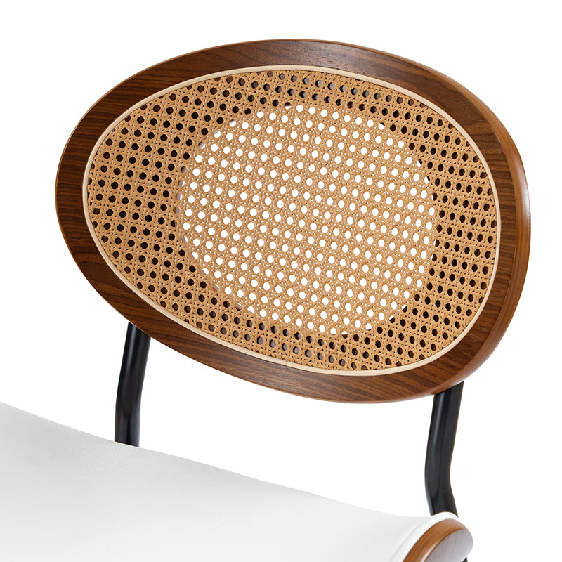 Flora Curved Wood Rattan Backrest Dining Chair - HULALA HOME