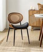 Flora Curved Wood Backrest leather Cushion Dining Chair Set of 2