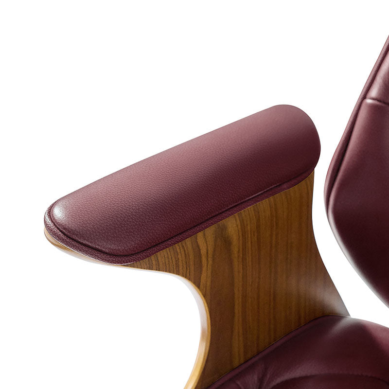 Brigida Curved Wood Back Genuine Leather Office Chair-HULALA HOME