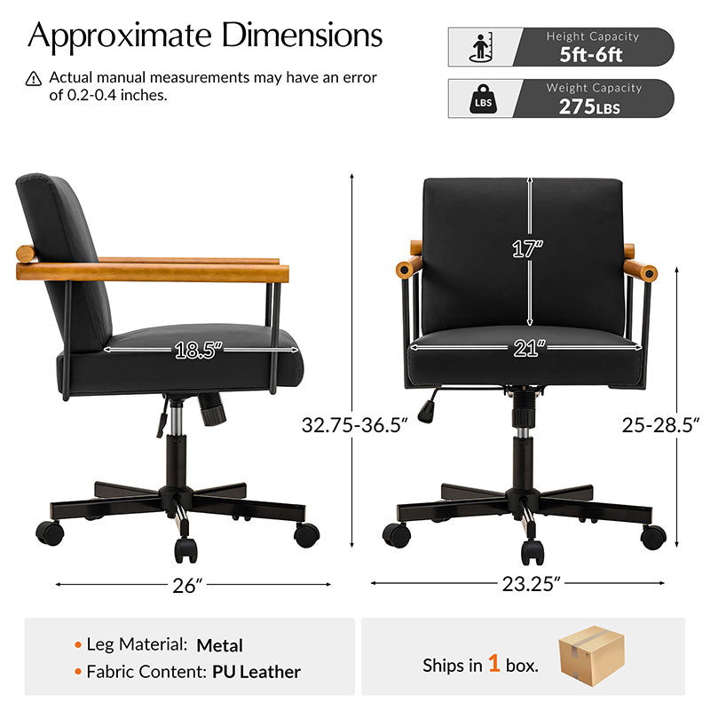 Aurora Solid Wood Armrests Office Chair
