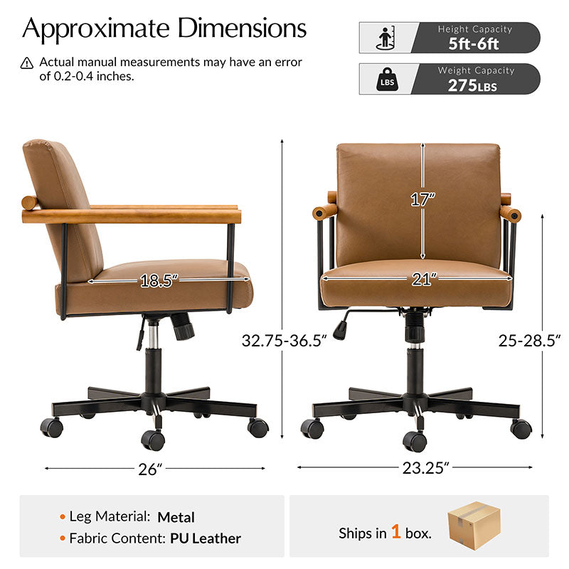 Aurora Solid Wood Armrests Office Chair