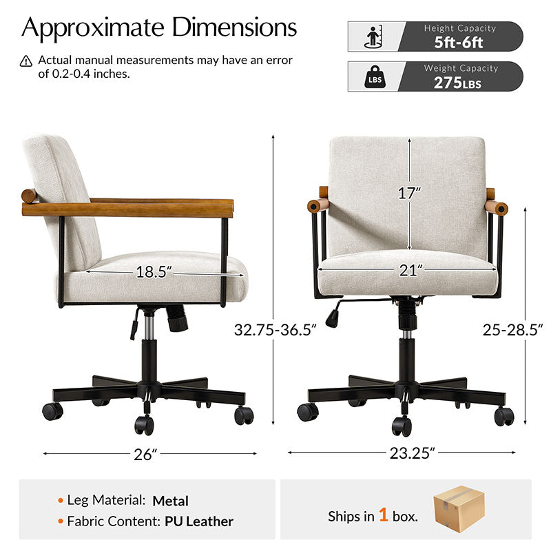 Aurora Solid Wood Armrests Office Chair