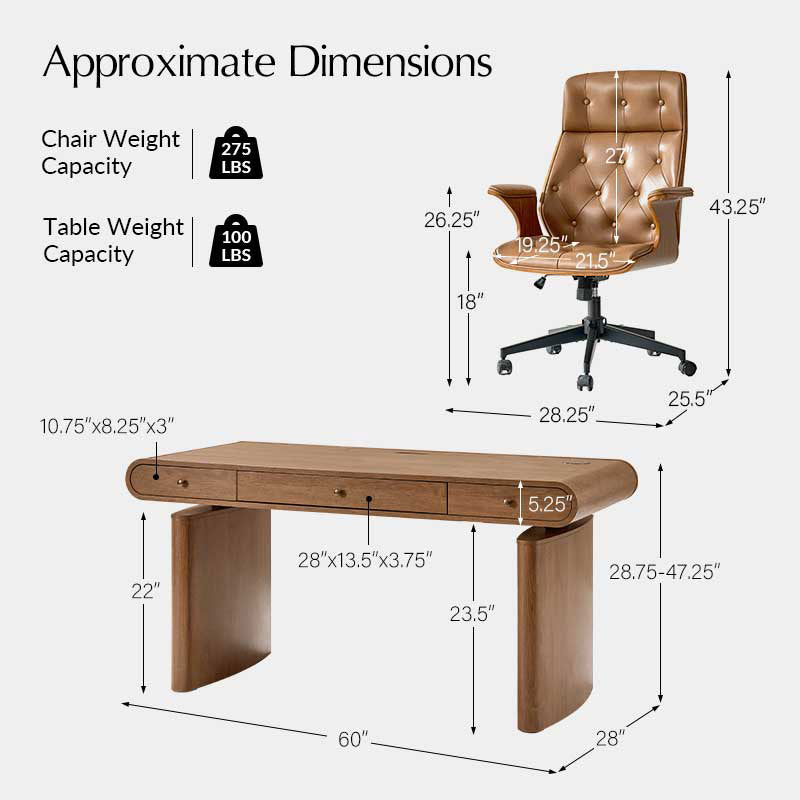 Louise 5-Piece Modern Electric Adjustable Home Office Set