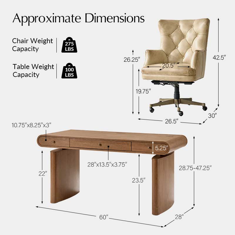 Louise 5-Piece Modern Electric Adjustable Home Office Set
