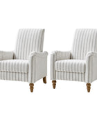 4-Piece Striped Farmhouse Living Room Set (Sofa, Loveseat, Recliner & Lift-Top Coffee Table