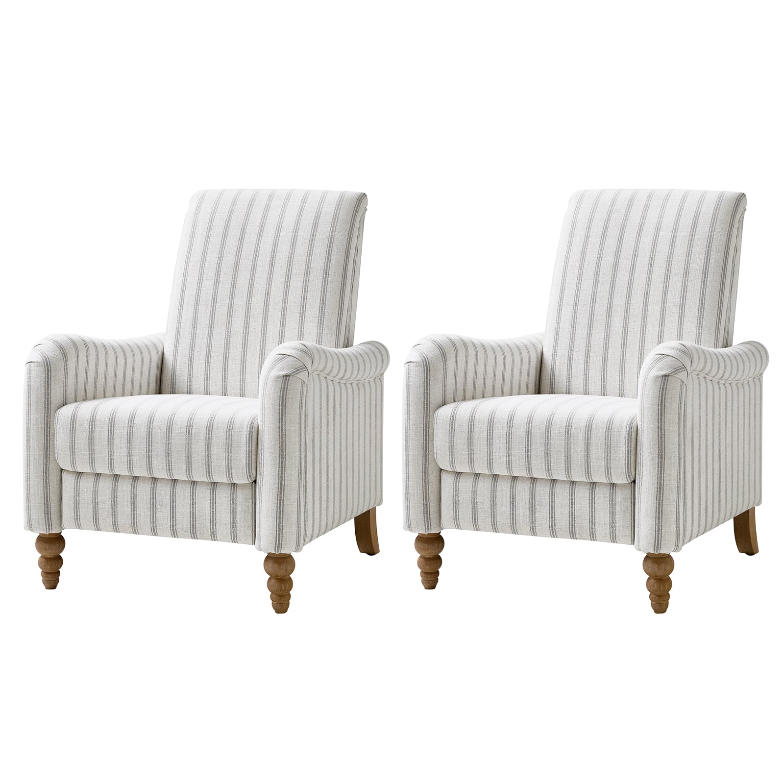 4-Piece Striped Farmhouse Living Room Set (Sofa, Loveseat, Recliner & Lift-Top Coffee Table