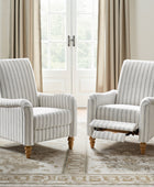 4-Piece Striped Farmhouse Living Room Set (Sofa, Loveseat, Recliner & Lift-Top Coffee Table