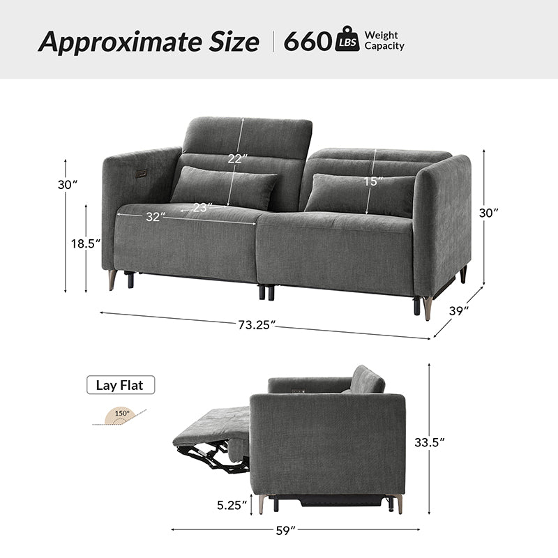 Benito Modern Power Reclining Sofa with Power Headrest