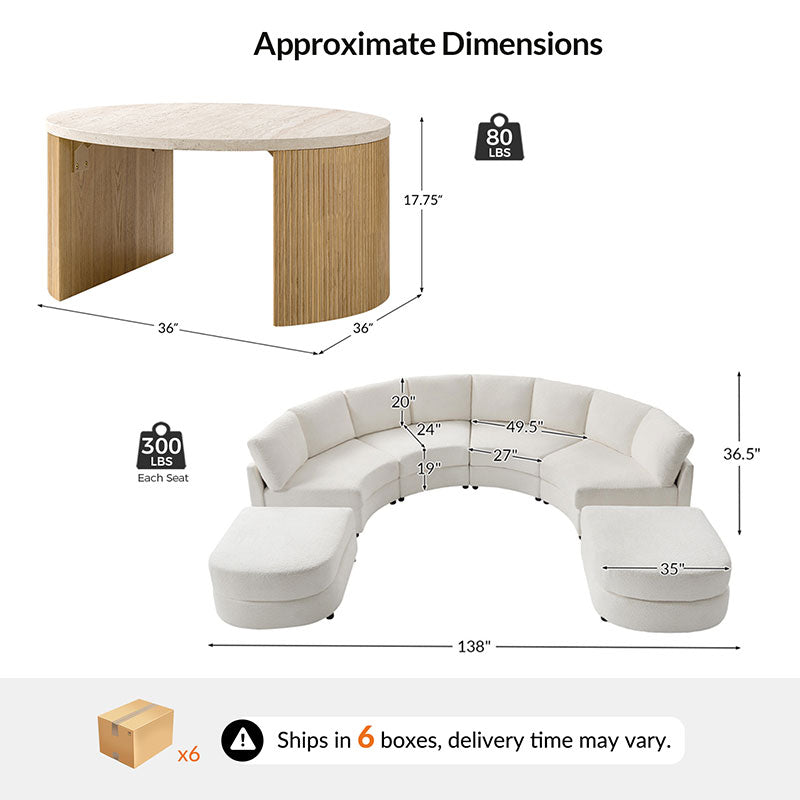 Aeris Modern Curved Sectional Couch Living Room Collection
