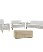 4-Piece Striped Farmhouse Living Room Set (Sofa, Loveseat, Recliner & Lift-Top Coffee Table