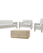 4-Piece Striped Farmhouse Living Room Set (Sofa, Loveseat, Recliner & Lift-Top Coffee Table