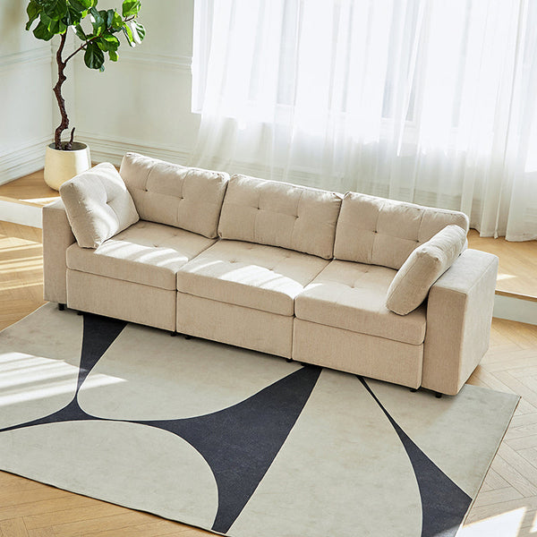 Raquel Sectional Three-Seat Storage Wide Armrests Sofa