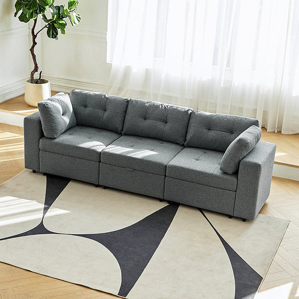 Raquel Sectional Three-Seat Storage Wide Armrests Sofa