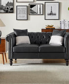 Olga PU Leather Classic Rolled Arms Sofa with Two Throw Pillows