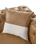 Olga PU Leather Classic Rolled Arms Sofa with Two Throw Pillows