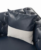 Olga PU Leather Classic Rolled Arms Sofa with Two Throw Pillows