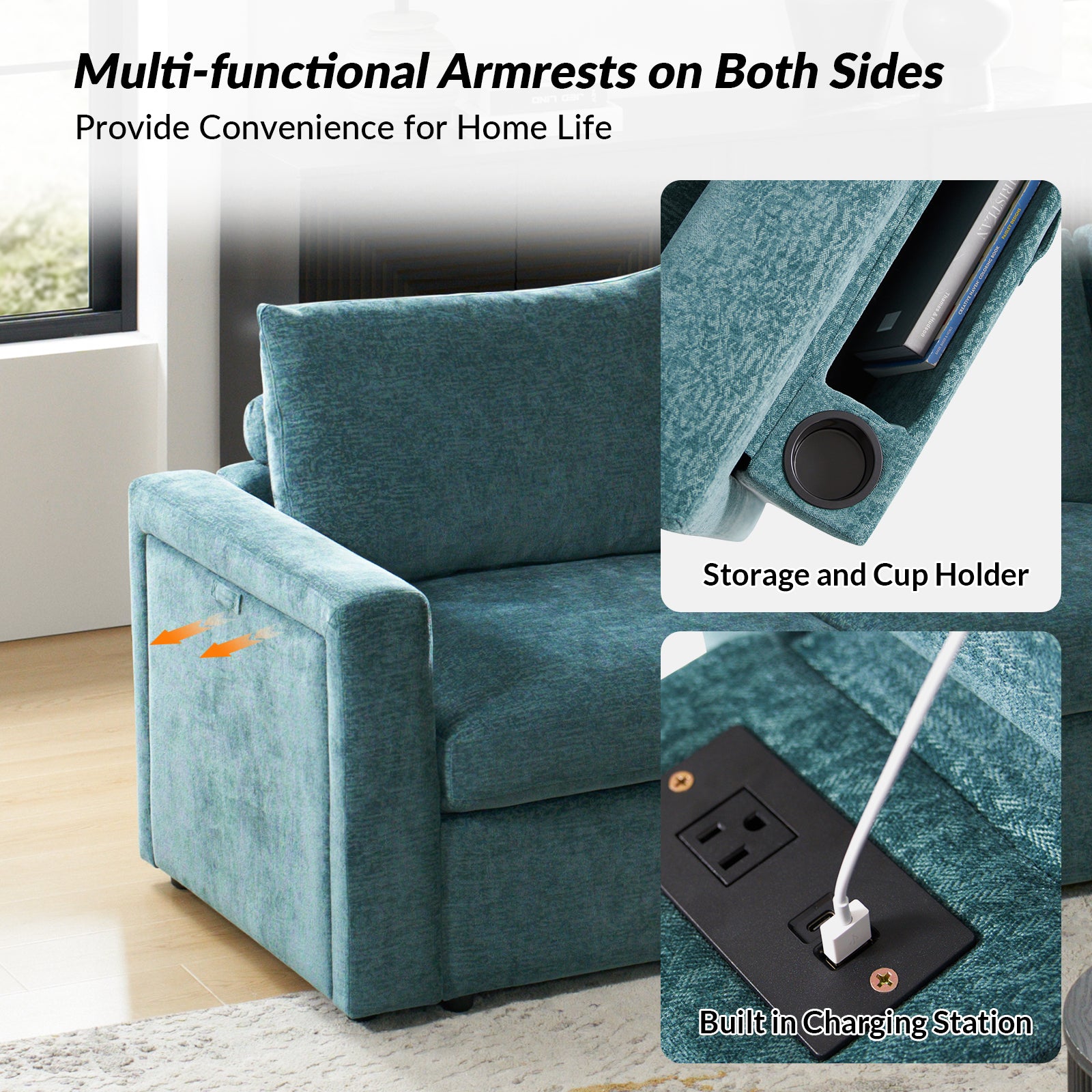 Martin Versatile Modular Comfortable Sectional Sofa with Hidden Storage