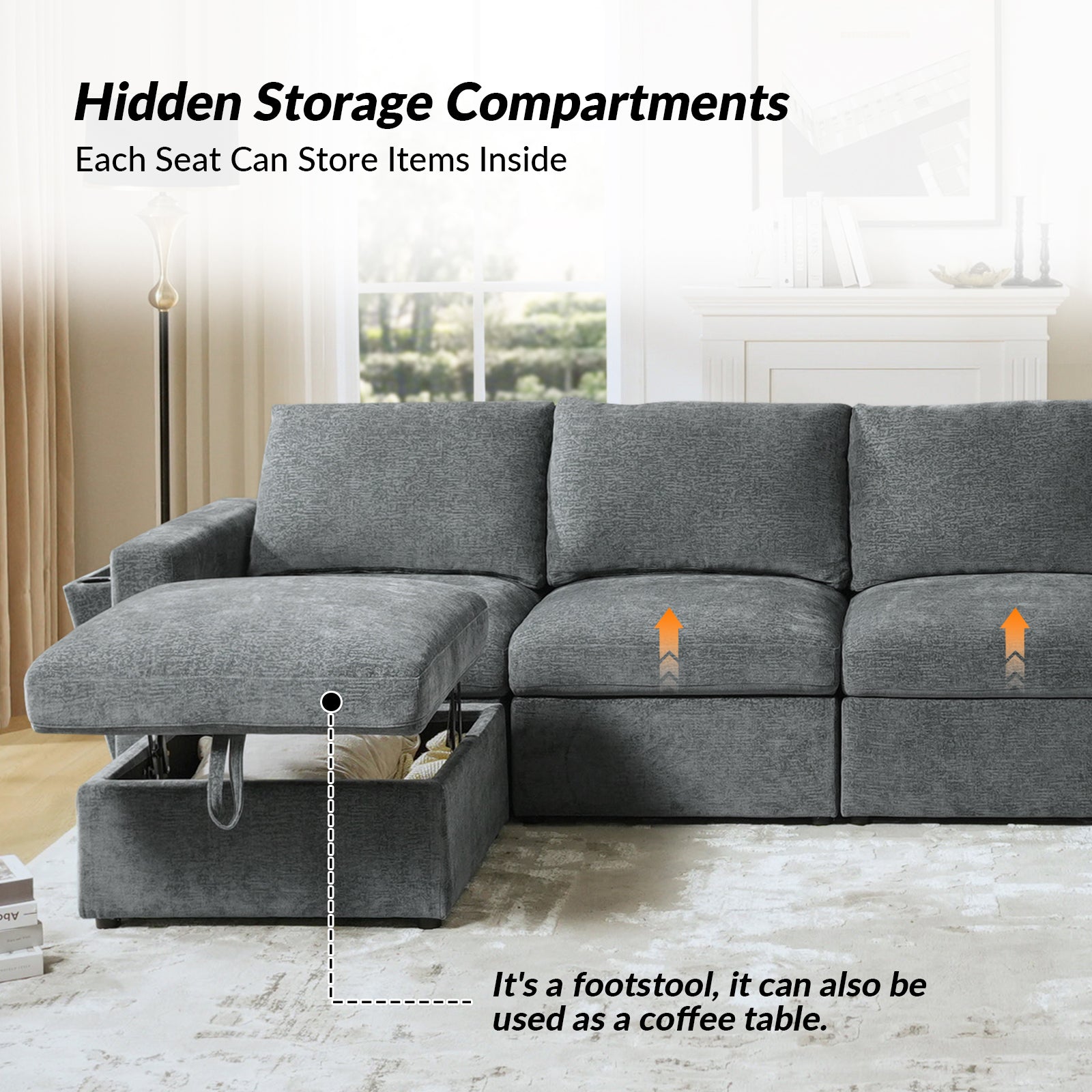 Martin Versatile Modular Comfortable Sectional Sofa with Hidden Storage