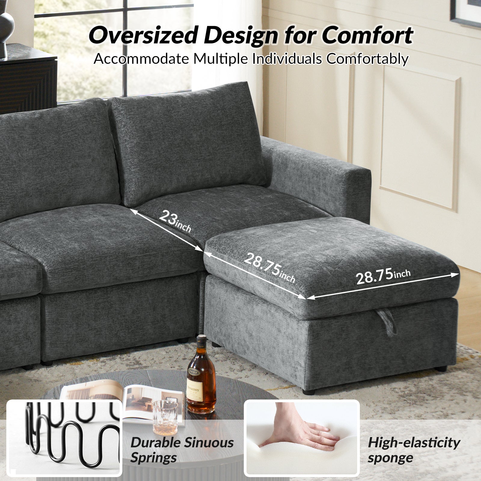 Martin Versatile Modular Comfortable Sectional Sofa with Hidden Storage