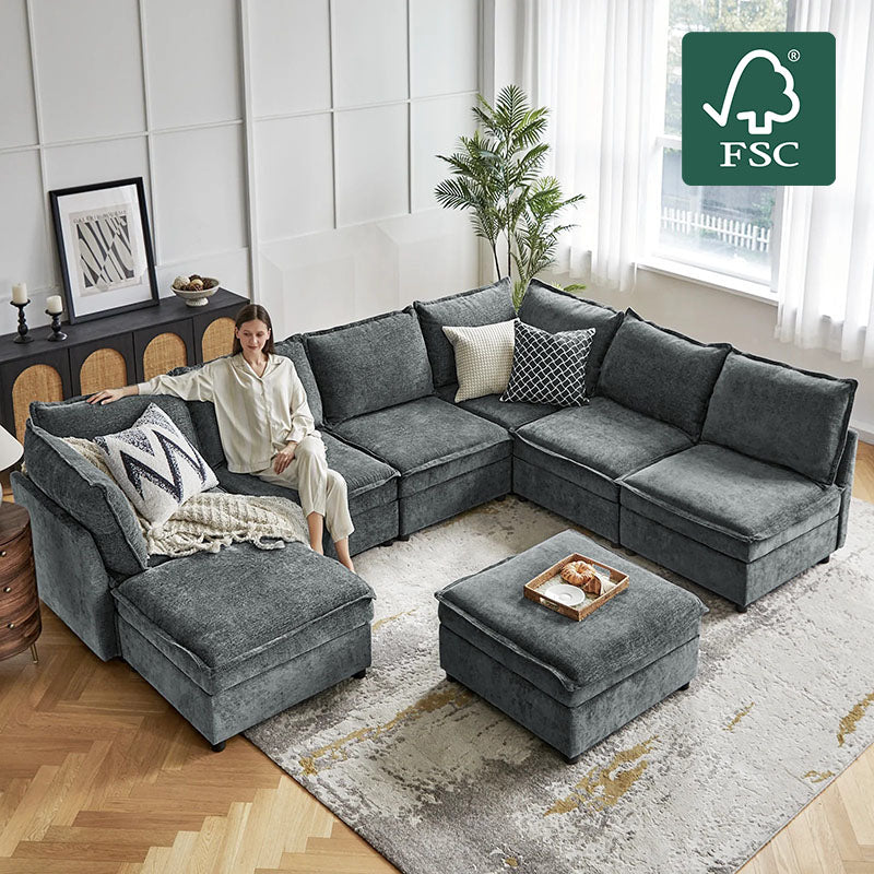 Harmetrix 8-Seater Soft Sectional Couch with Storage - HULALA HOME