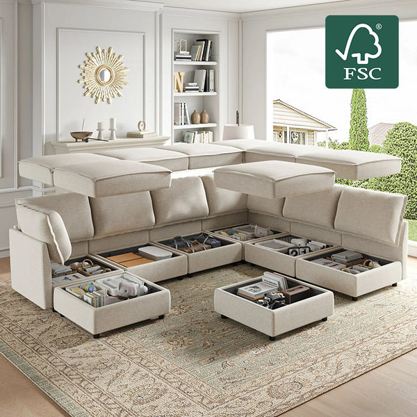 Harmetrix 8-Seater Soft Sectional Couch with Storage