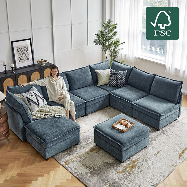 Harmetrix 8-Seater Soft Sectional Couch with Storage