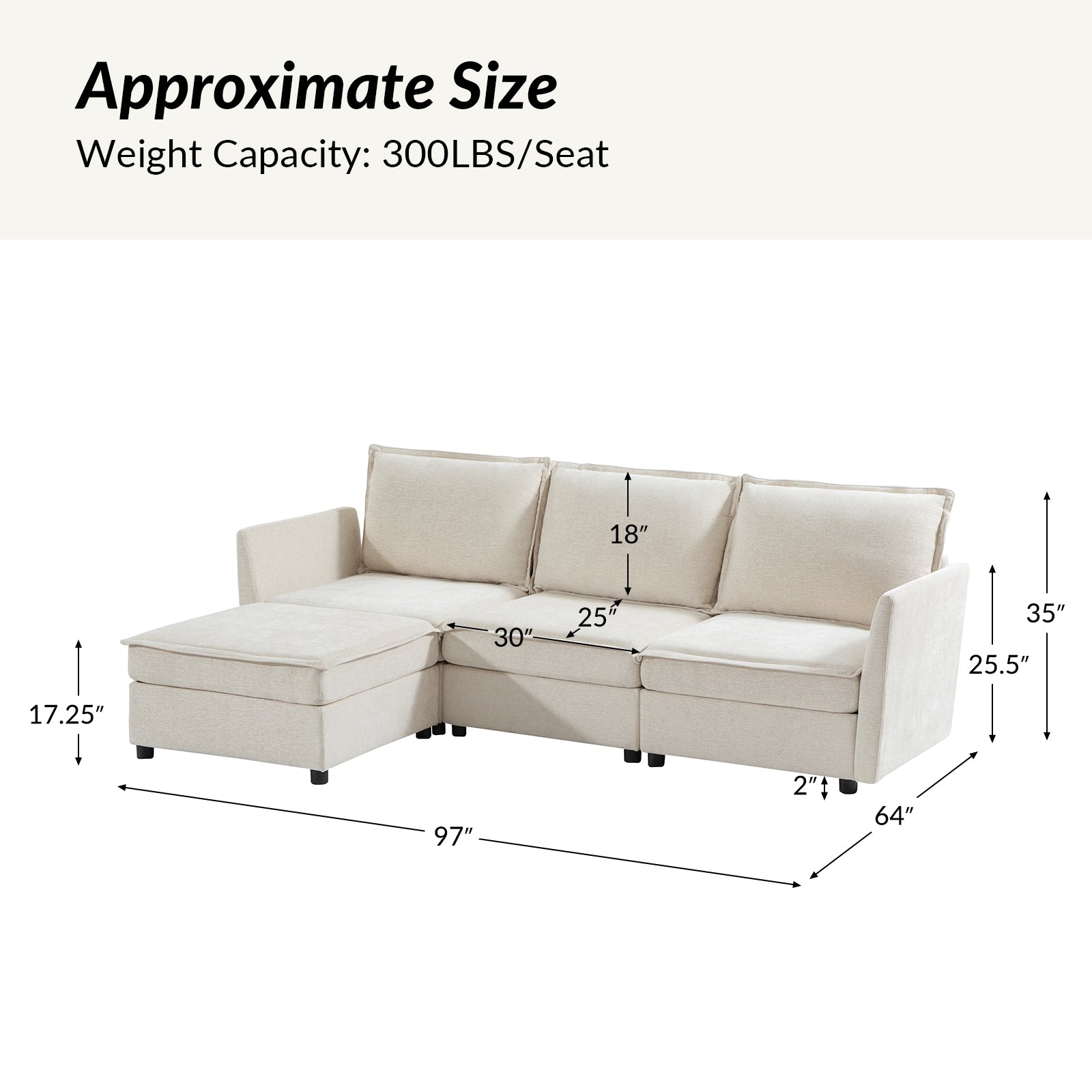 Victoria Oversized Soft Sectional Sofa with Storage