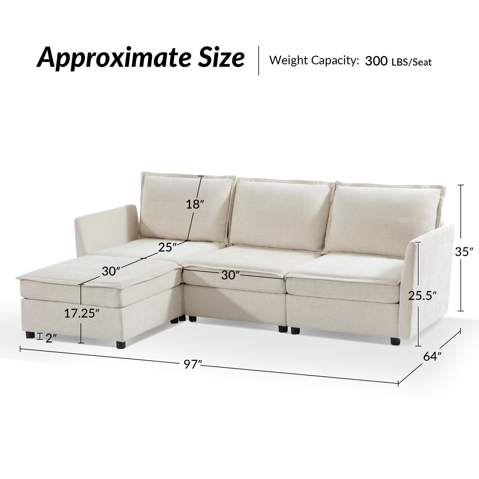 Victoria Oversized Soft Sectional Sofa with Storage