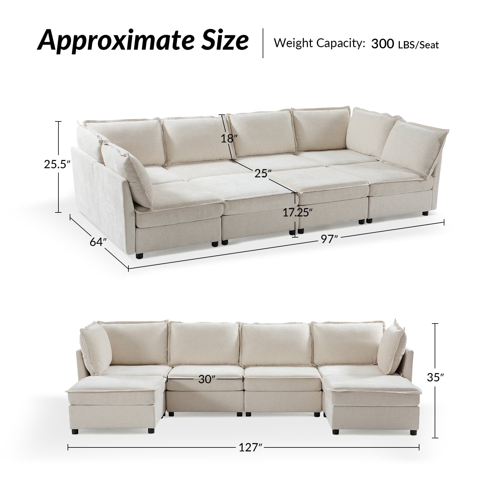 Victoria Oversized Soft Sectional Sofa with Storage