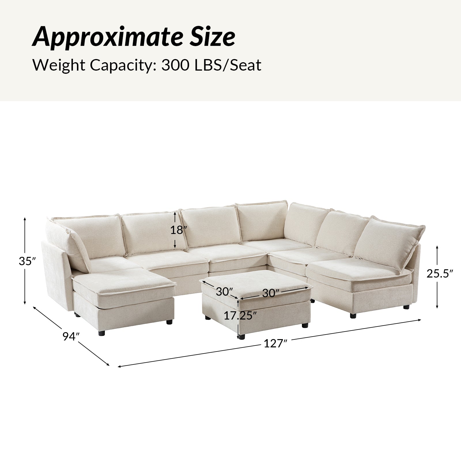 Victoria 8-Seater Soft Sectional Sofa with Storage