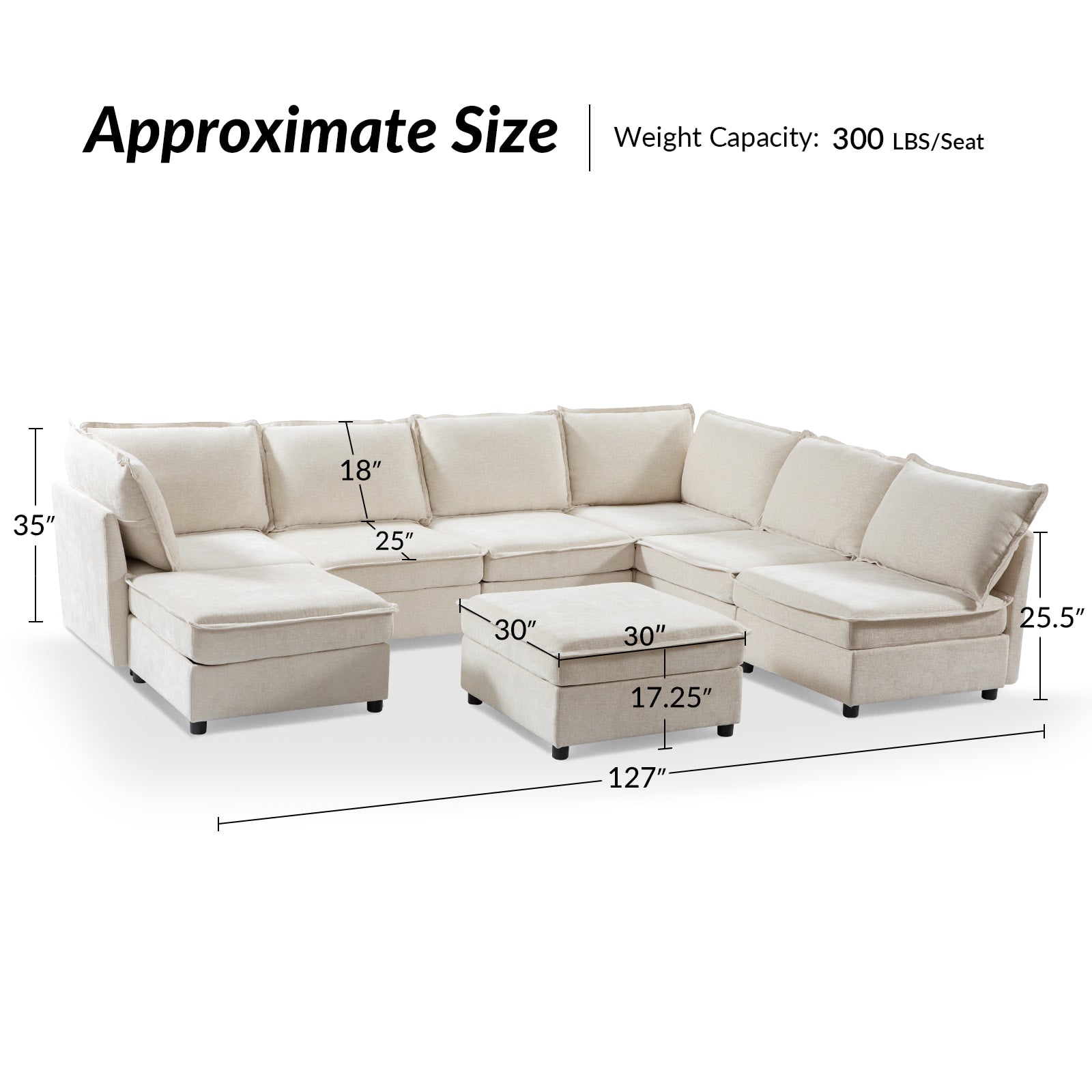 Victoria Oversized Soft Sectional Sofa with Storage