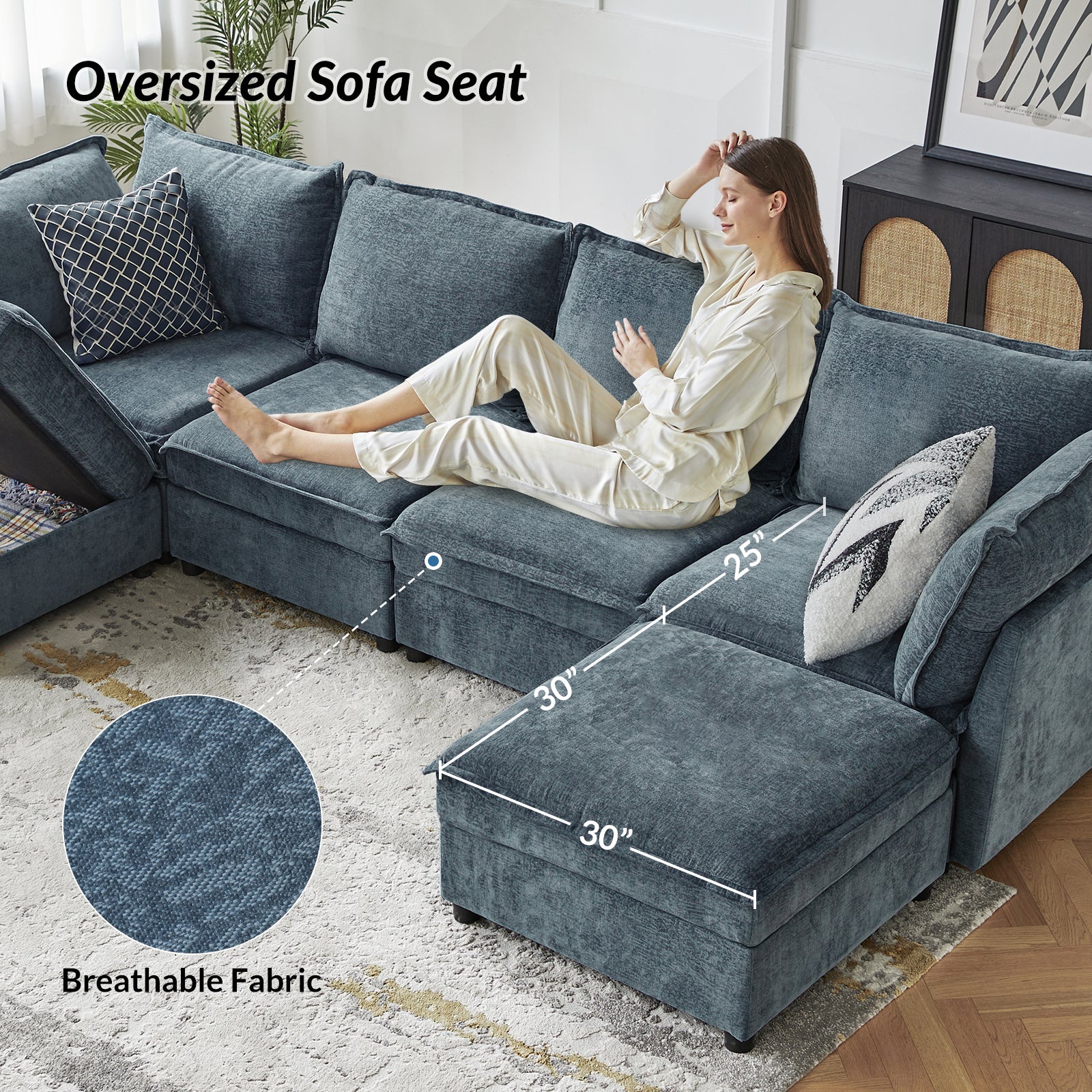 Victoria Oversized Soft Sectional Sofa with Storage