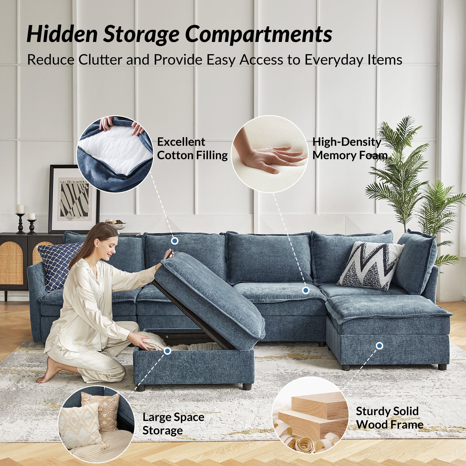 Victoria Oversized Soft Sectional Sofa with Storage