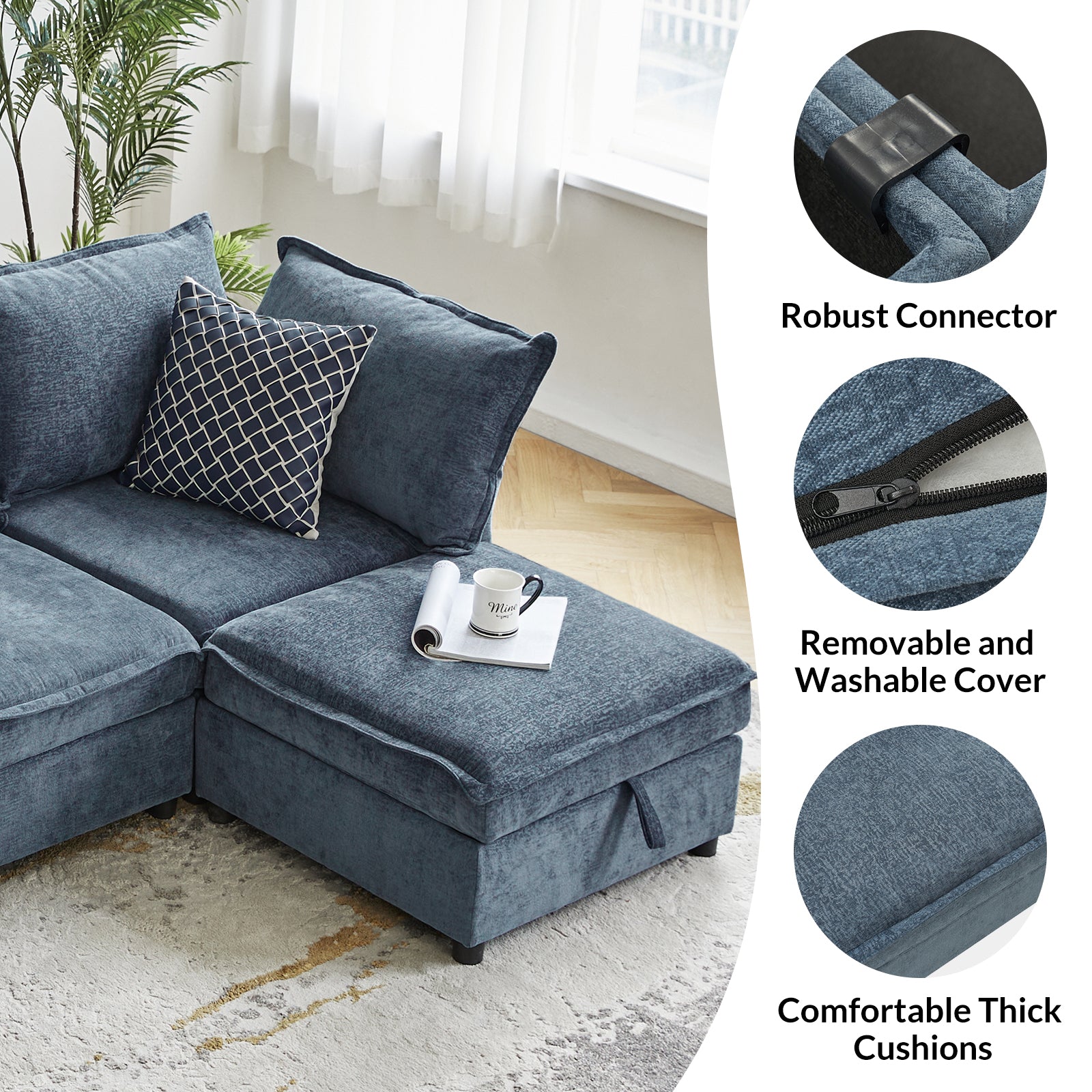 Victoria 8-Seater Soft Sectional Sofa with Storage