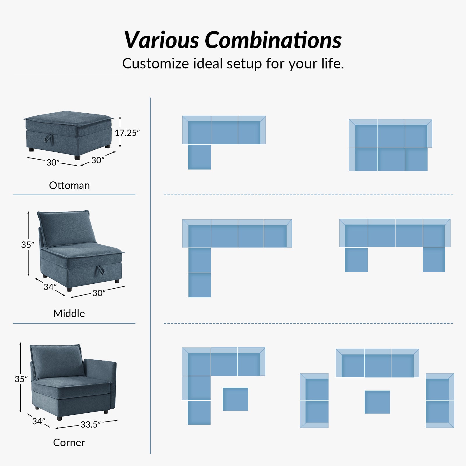 Victoria 8-Seater Soft Sectional Sofa with Storage