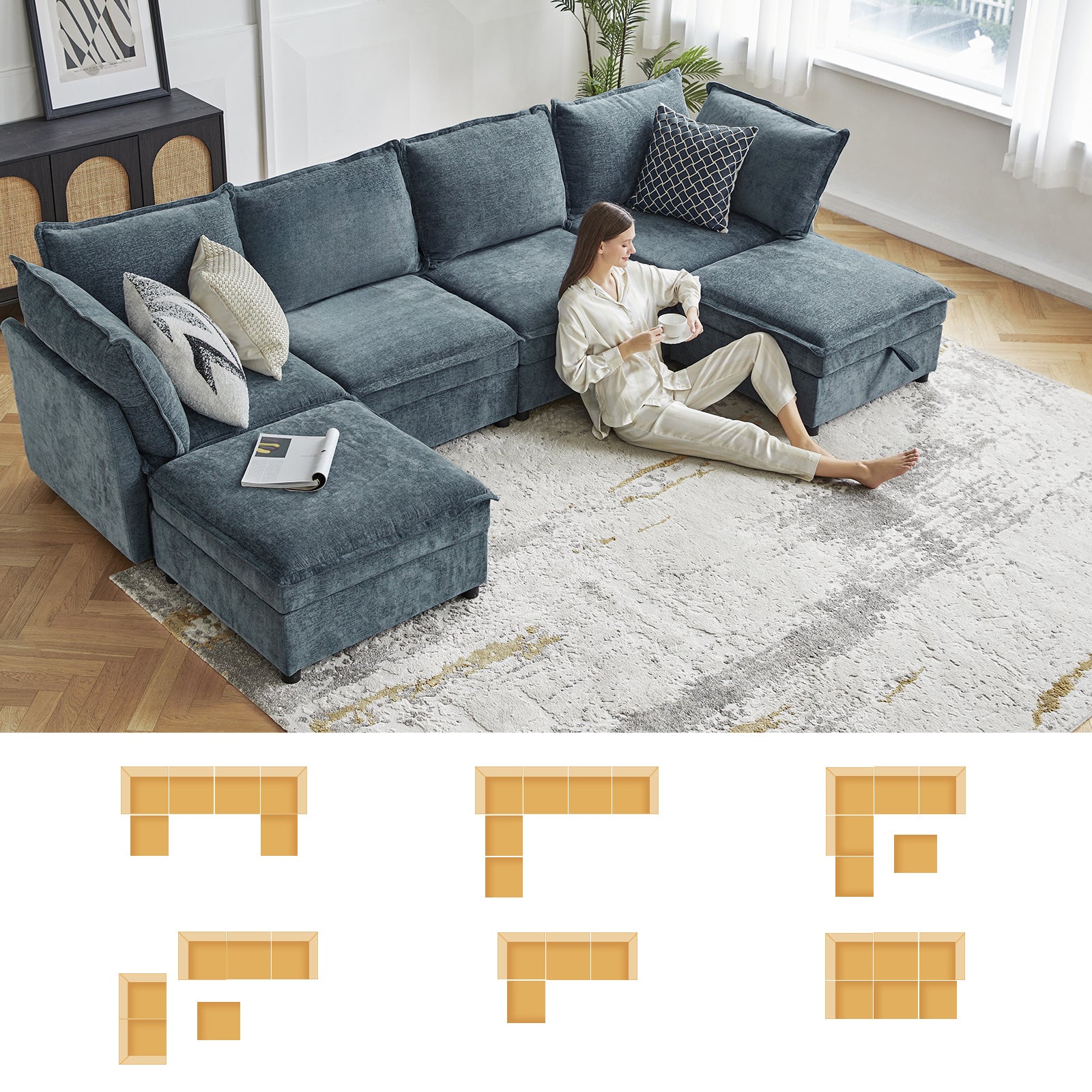 Victoria Oversized Soft Sectional Sofa with Storage