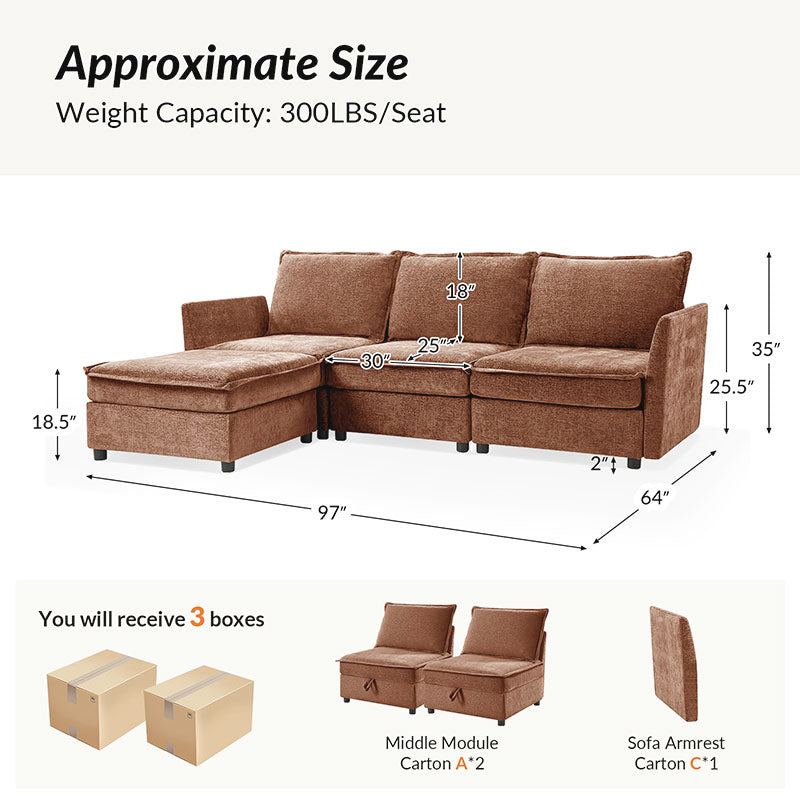 Harmetrix Oversized Soft Sectional Couch with Storage