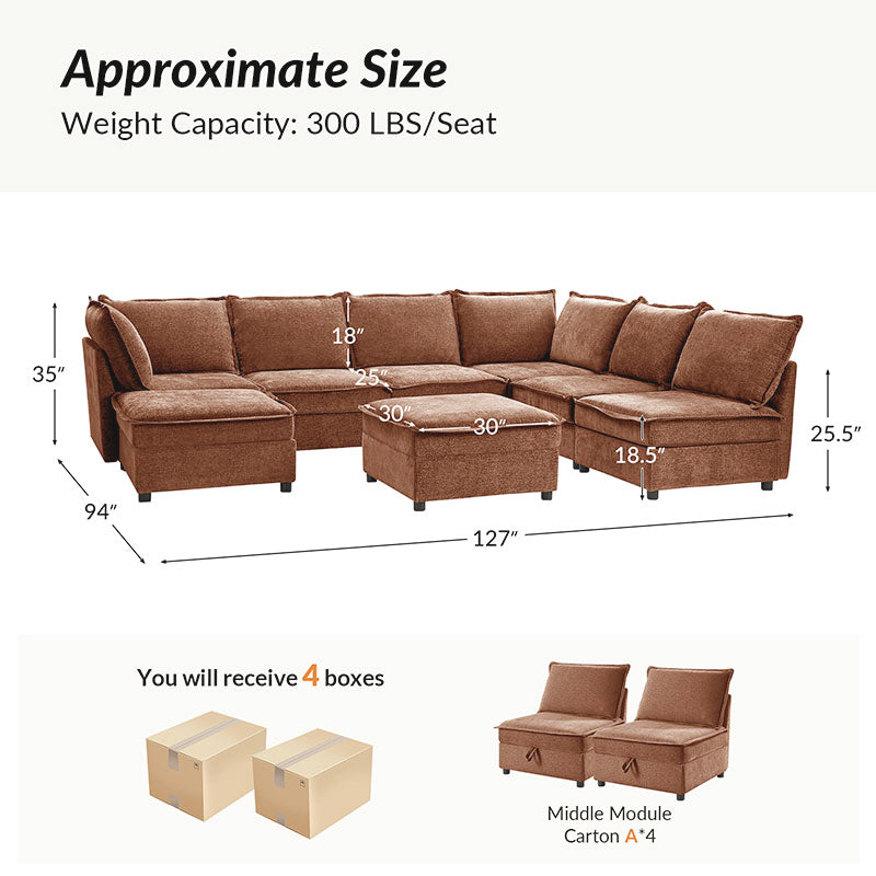 Harmetrix 8-Seater Soft Sectional Couch with Storage