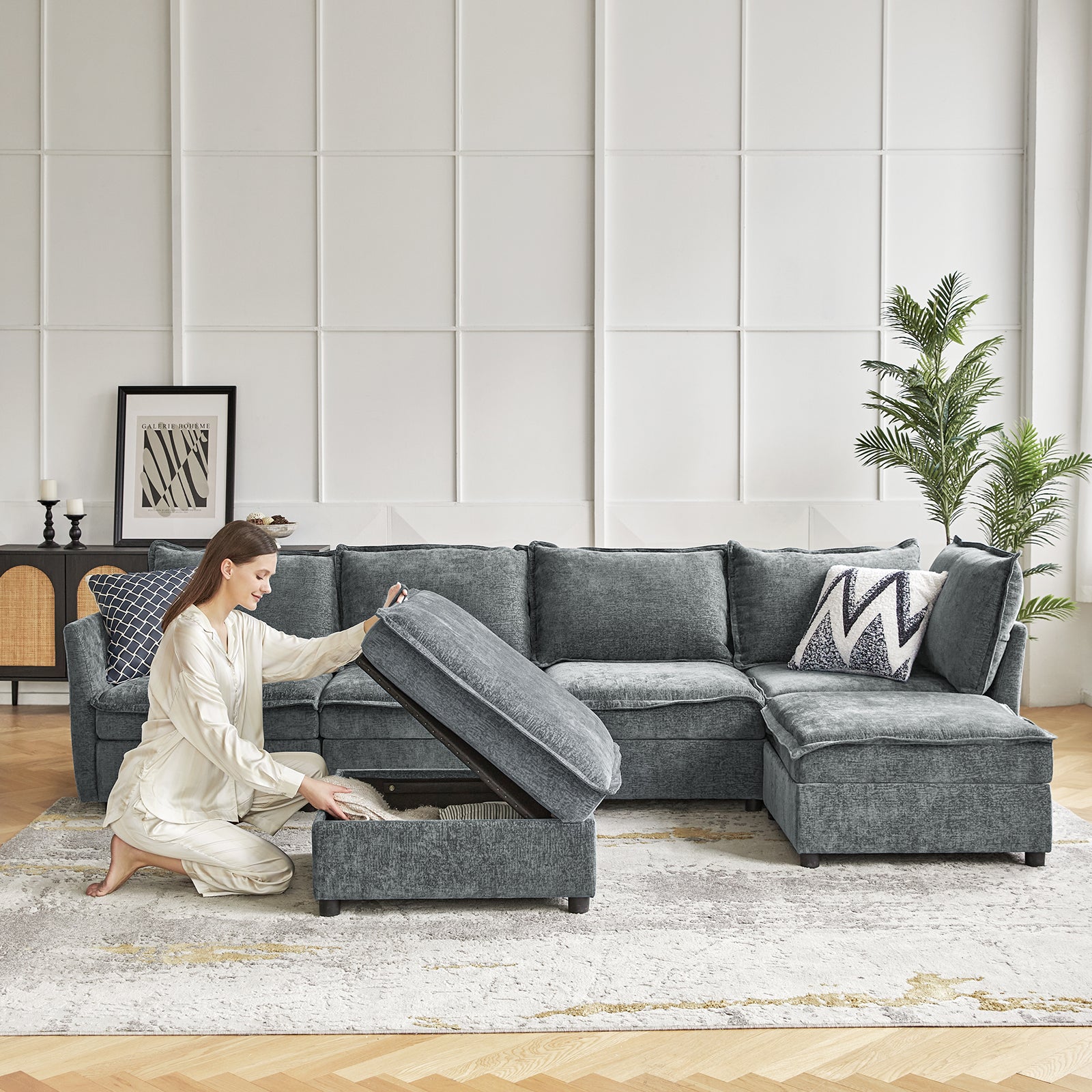 Victoria Oversized Soft Sectional Sofa with Storage