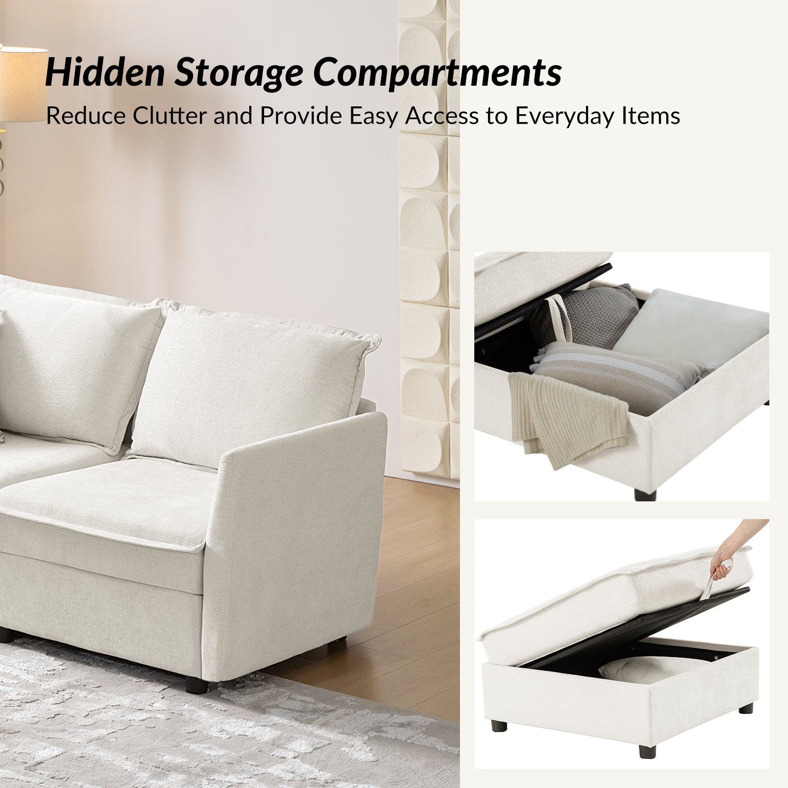 Victoria Oversized Soft Sectional Sofa with Storage