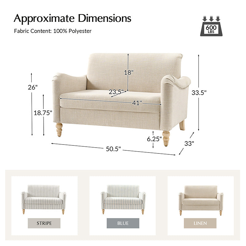 4-Piece Striped Farmhouse Living Room Set (Sofa, Loveseat, Recliner & Lift-Top Coffee Table